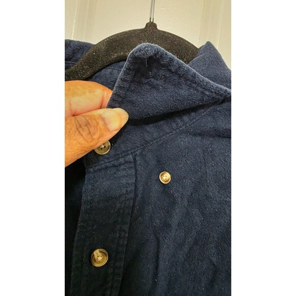 Great Northwest Men's L Fleeces Navy Blue Button-Up Long Sleeve Shirt Front Pock - Picture 7 of 8